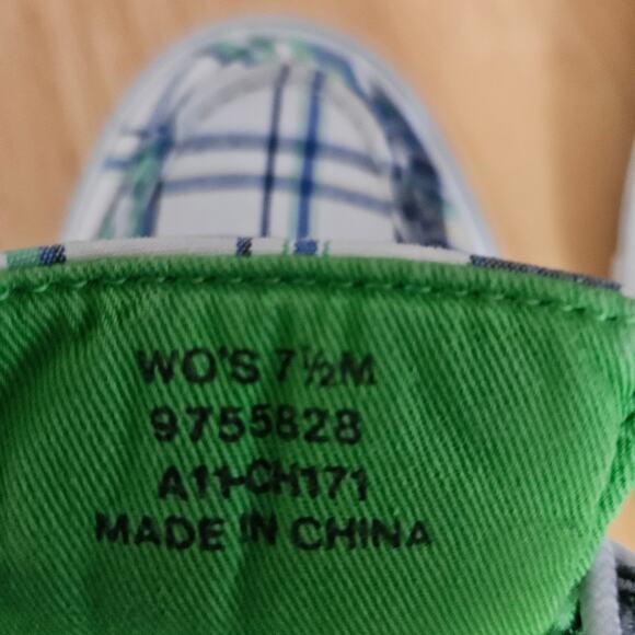 Sperry Top Sider Blue Green Plaid Boat Shoes sz 7.5M - Picture 8 of 8